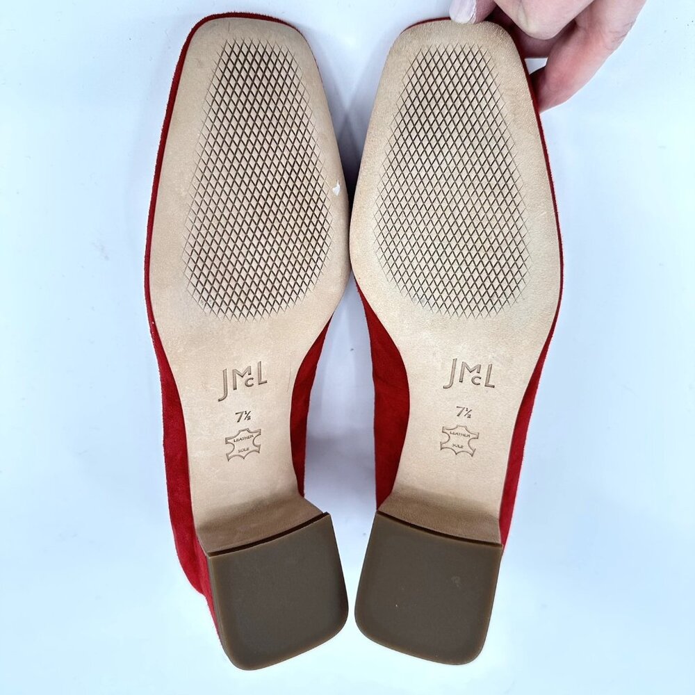 SOLD heels pumps red 7.5 suede block heel career work